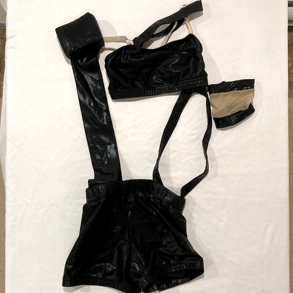 Dance costume brand unknown XS adult shimmering black chic industrial vibes - Picture 1 of 4
